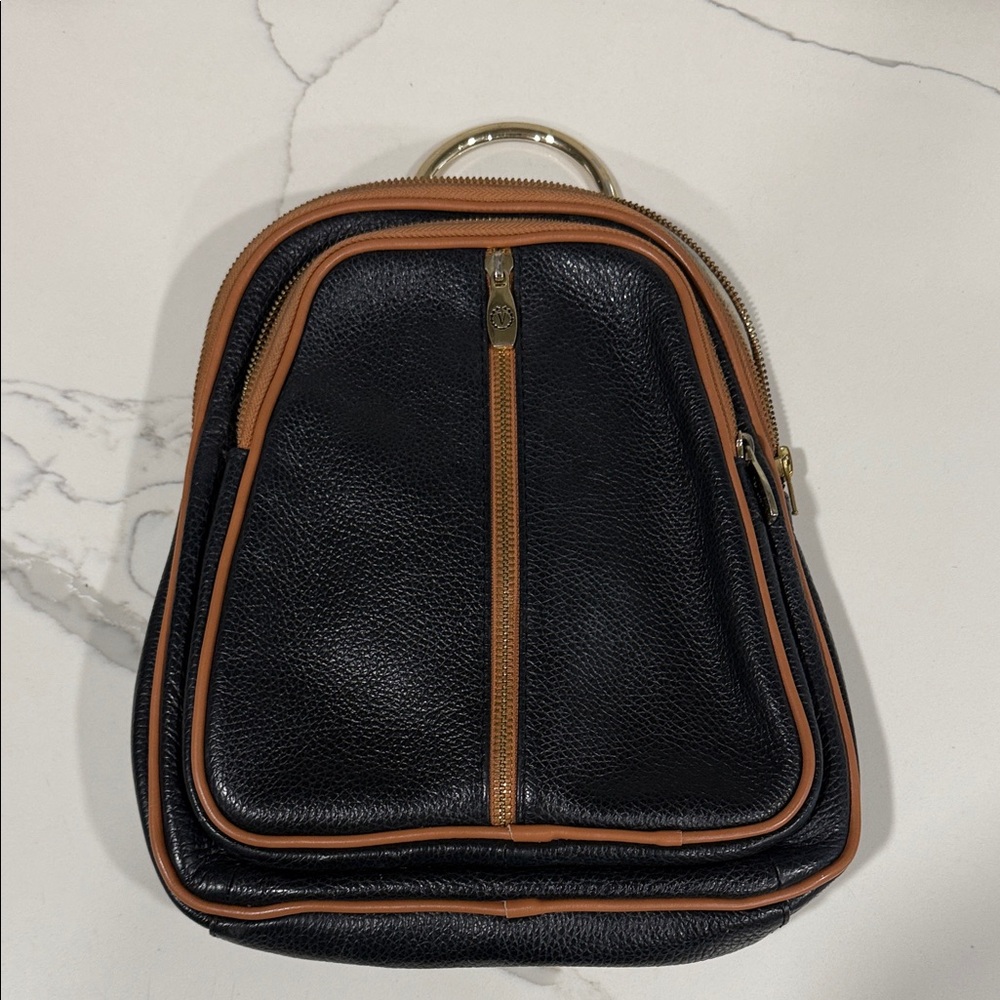 Valentina Black and Tan Leather Backpack